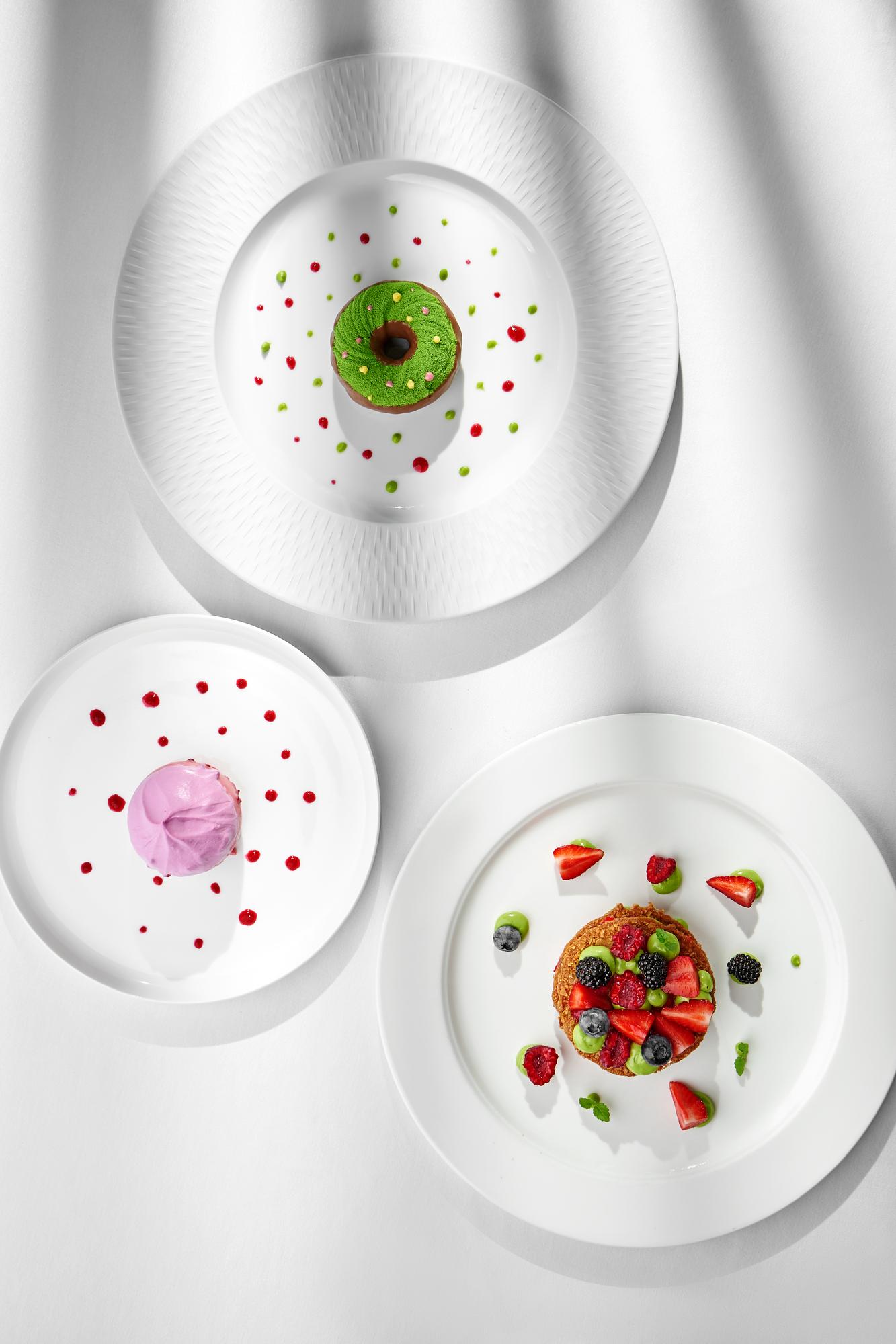 Set of plated dishes as pricing showcase